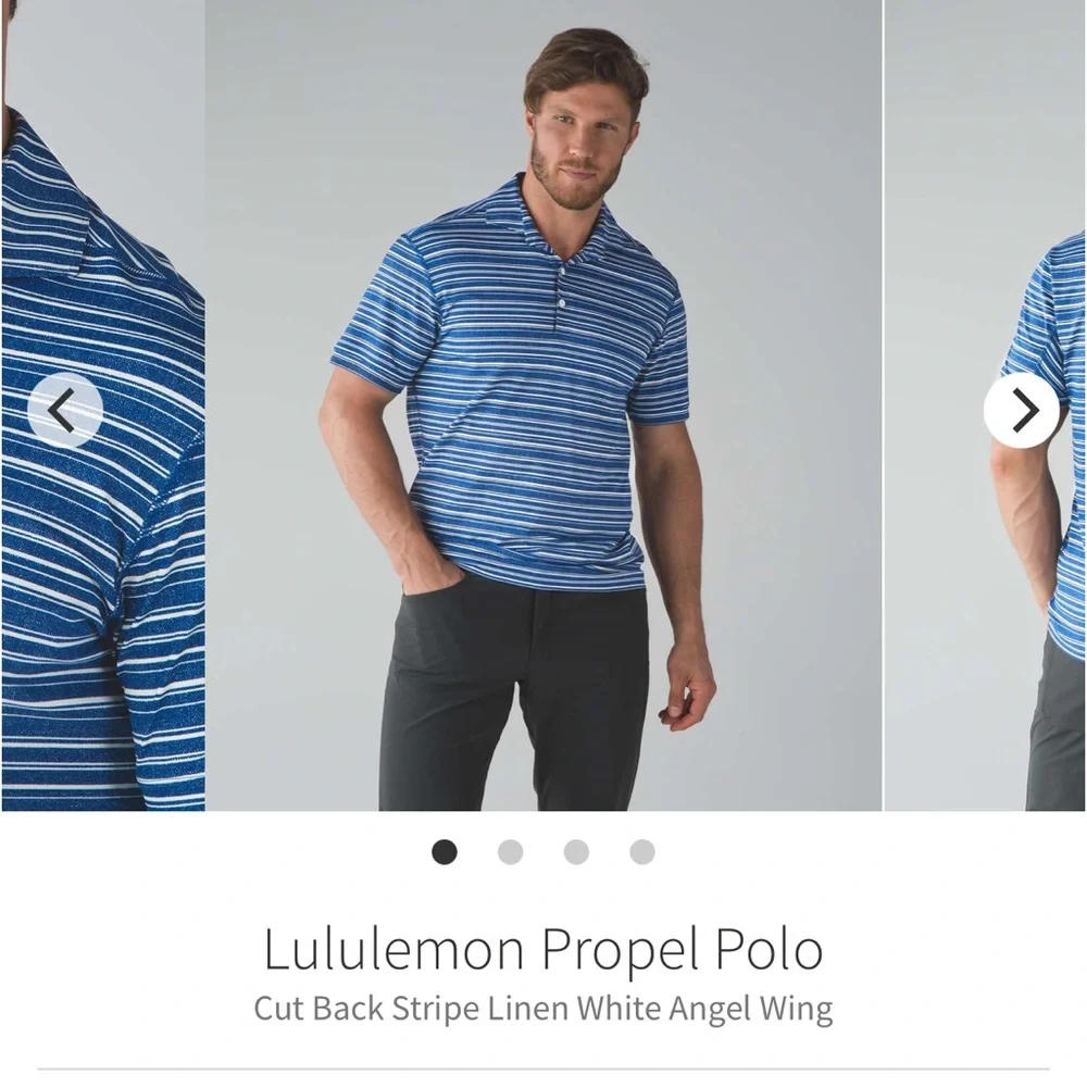 Lululemon Propel polo blue stripe shirt